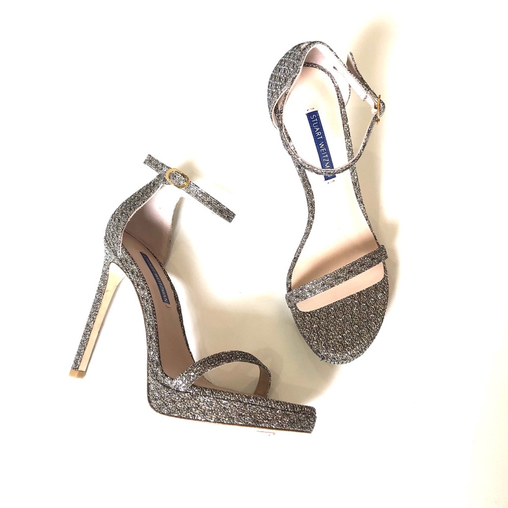 METALLIC SILVER TEXTURED HEELS